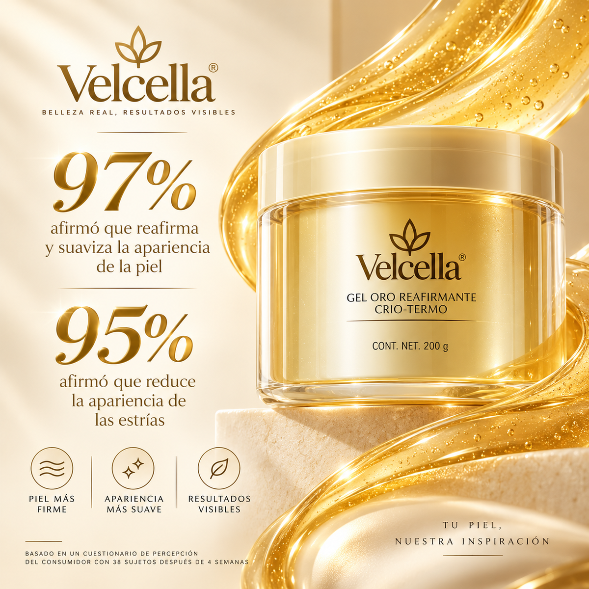 Velcella Gel Oro Reafirmante Crio-Termo